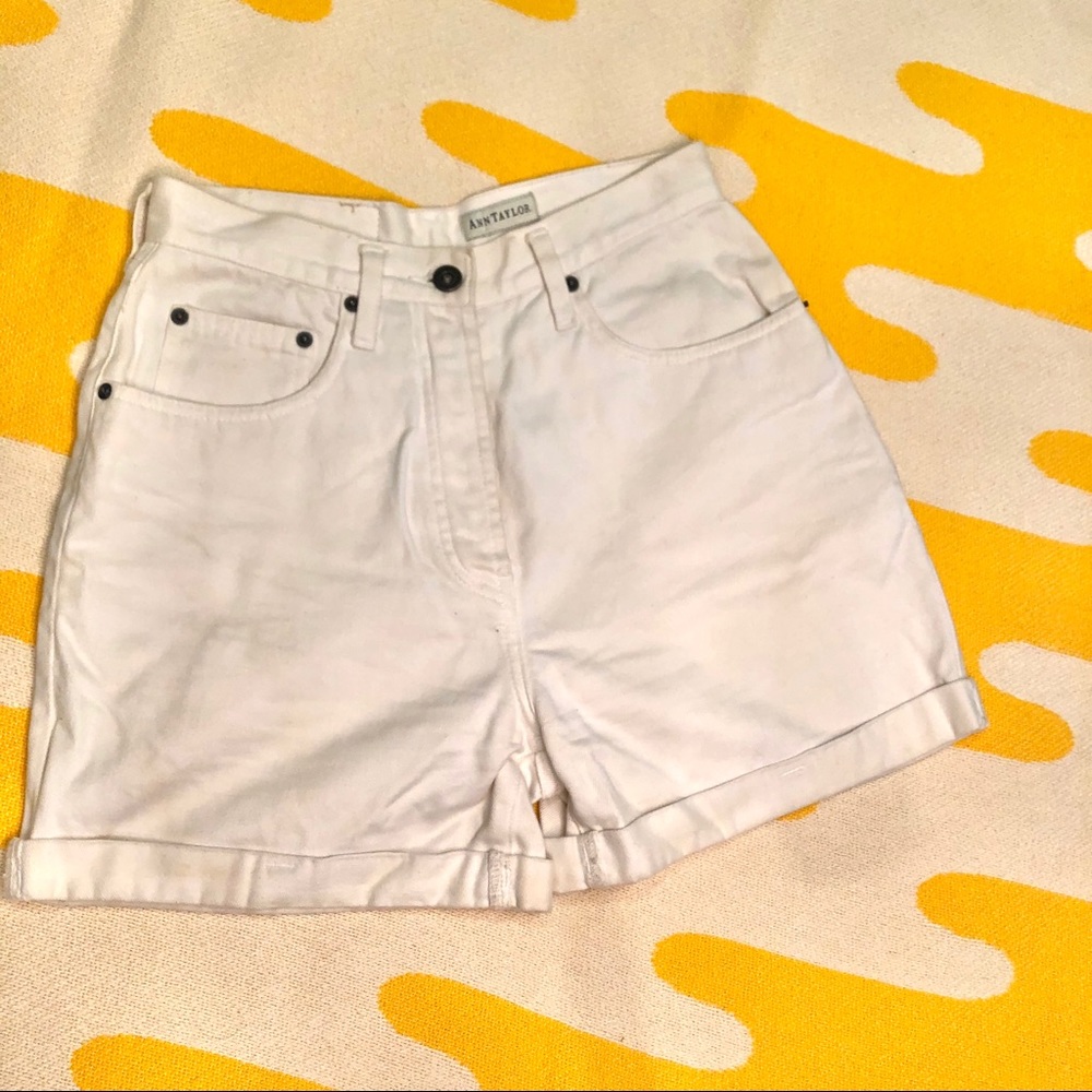 Vintage White Denim Ann Taylor High Waisted Shorts